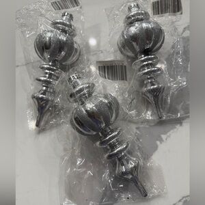 Set of 3 Silver Sparkly shatterproof plastic Christmas tree ornaments